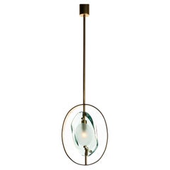 Lampe à suspension en laiton et verre de Murano des années 1960 par Max Ingrand pour Fontana Arte