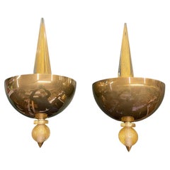 1960's Brass and Murano sconces by André Arbus for Veronèse