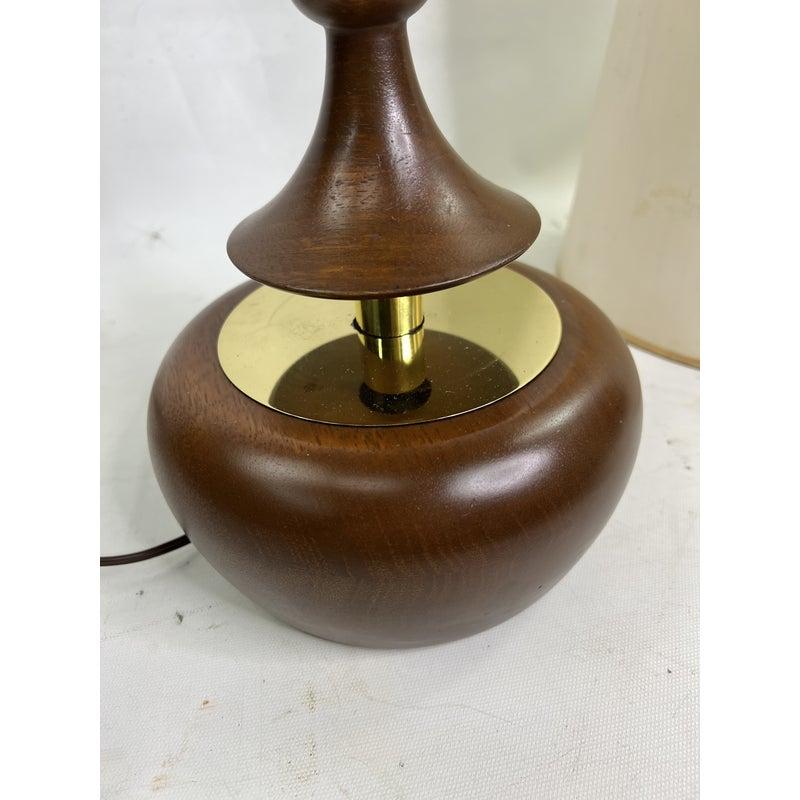 American 1960s Brass and Walnut Table Lamp by Modeline