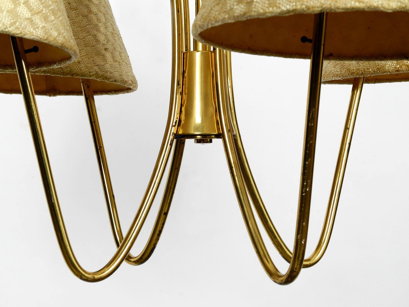 1960s Brass Ceiling Lamp with Bast Shades by J. T. Kalmar Made in Austria 7