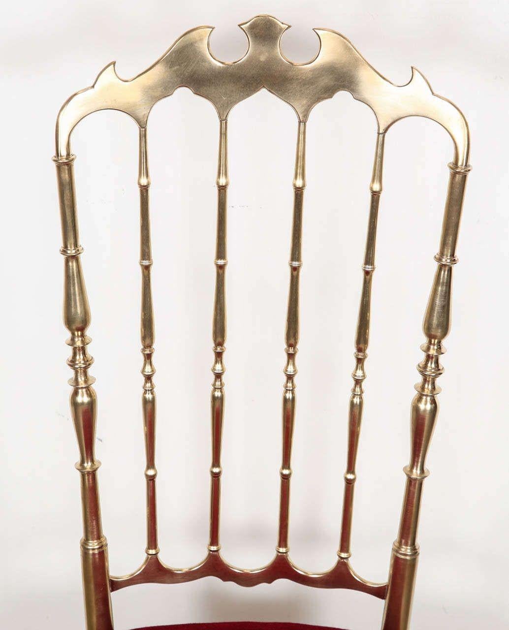 Hollywood Regency 1960's Brass Chairs by Chiavari Italy, a Pair For Sale