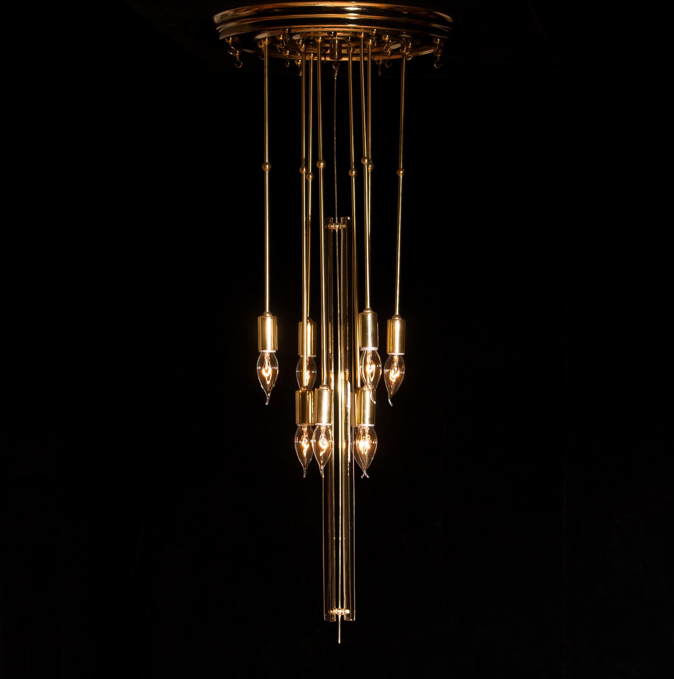 1960s Brass Chandelier with Smoked Glass by Verner Panton 10
