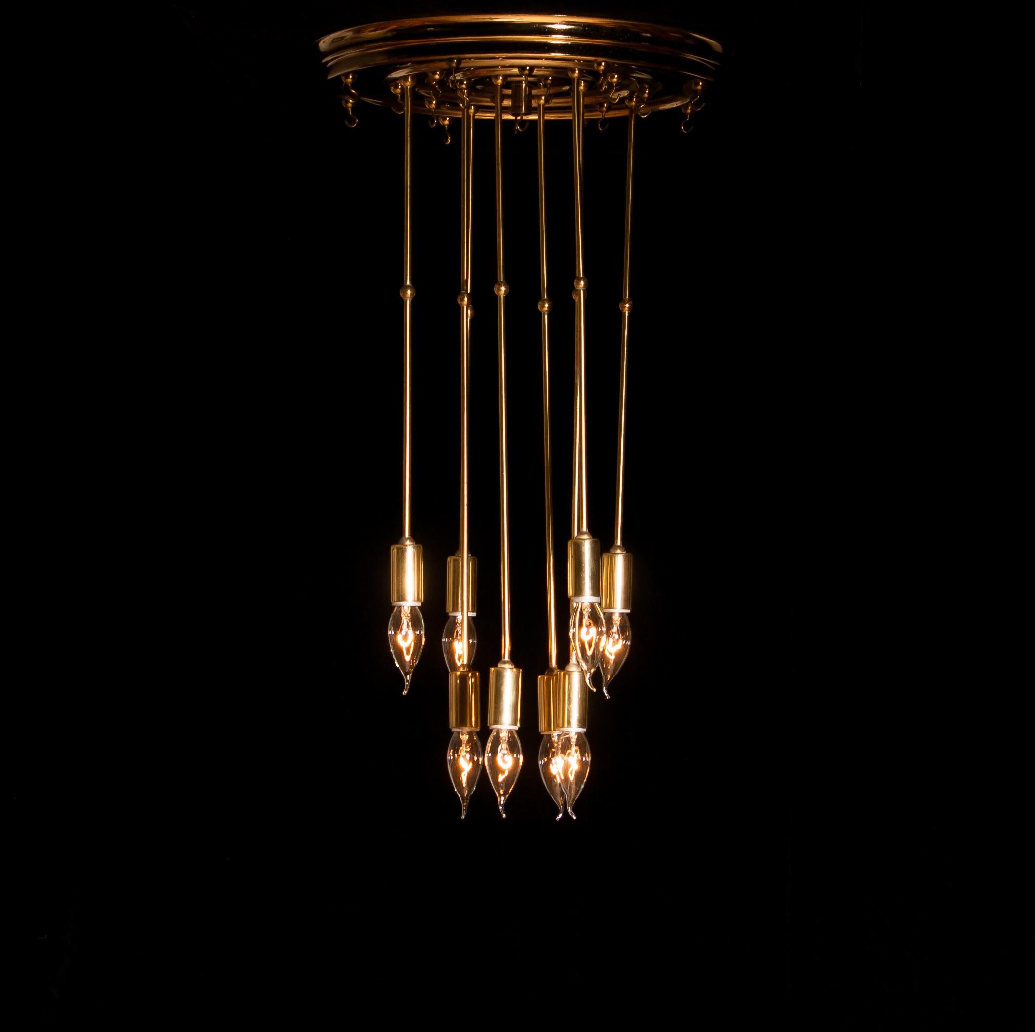 1960s Brass Chandelier with Smoked Glass by Verner Panton 11