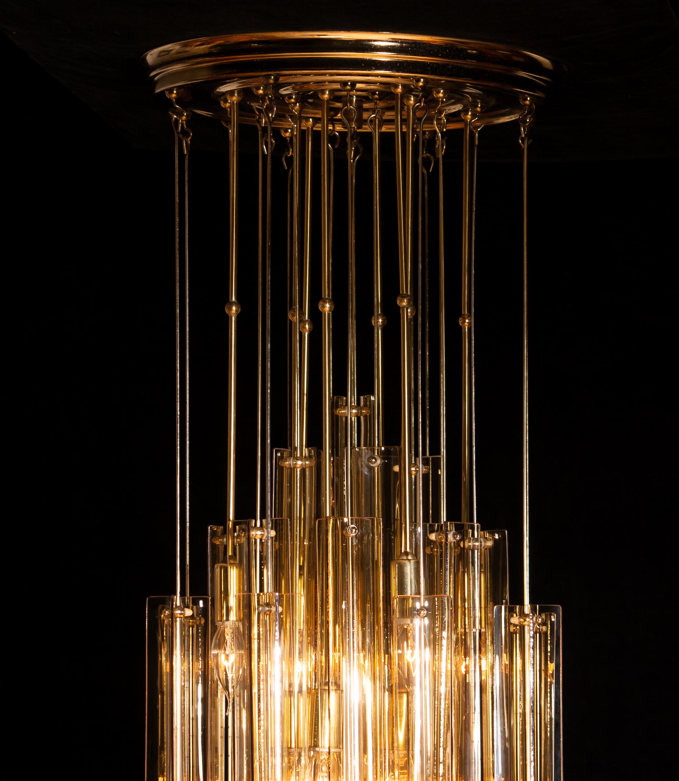 1960s Brass Chandelier with Smoked Glass by Verner Panton 3