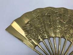 1960s Brass Chinoiserie Fan Sculpture with Dragon Motif