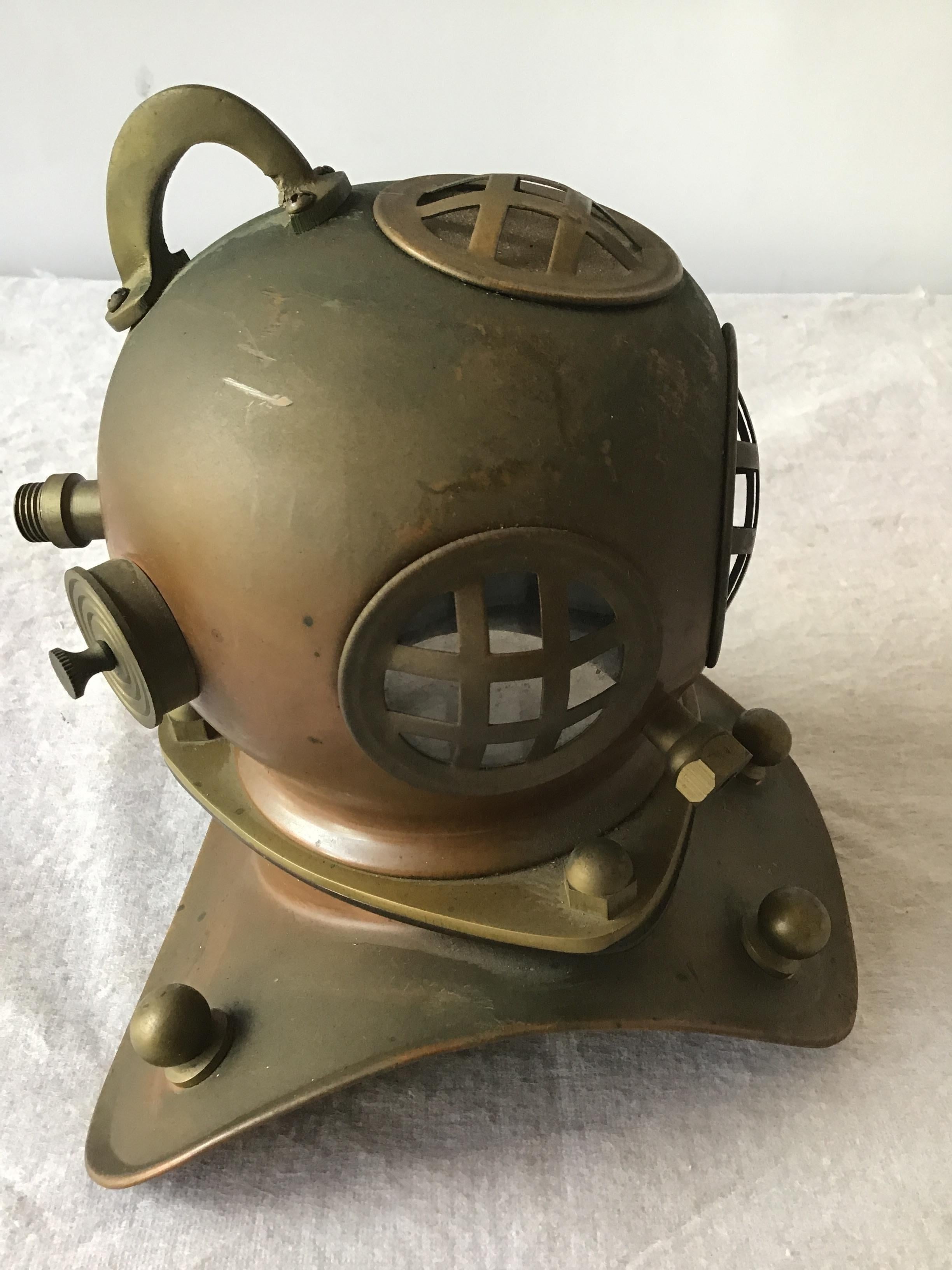 Mid-20th Century 1960s Brass & Copper Scuba Diving Helmet Sculpture For Sale