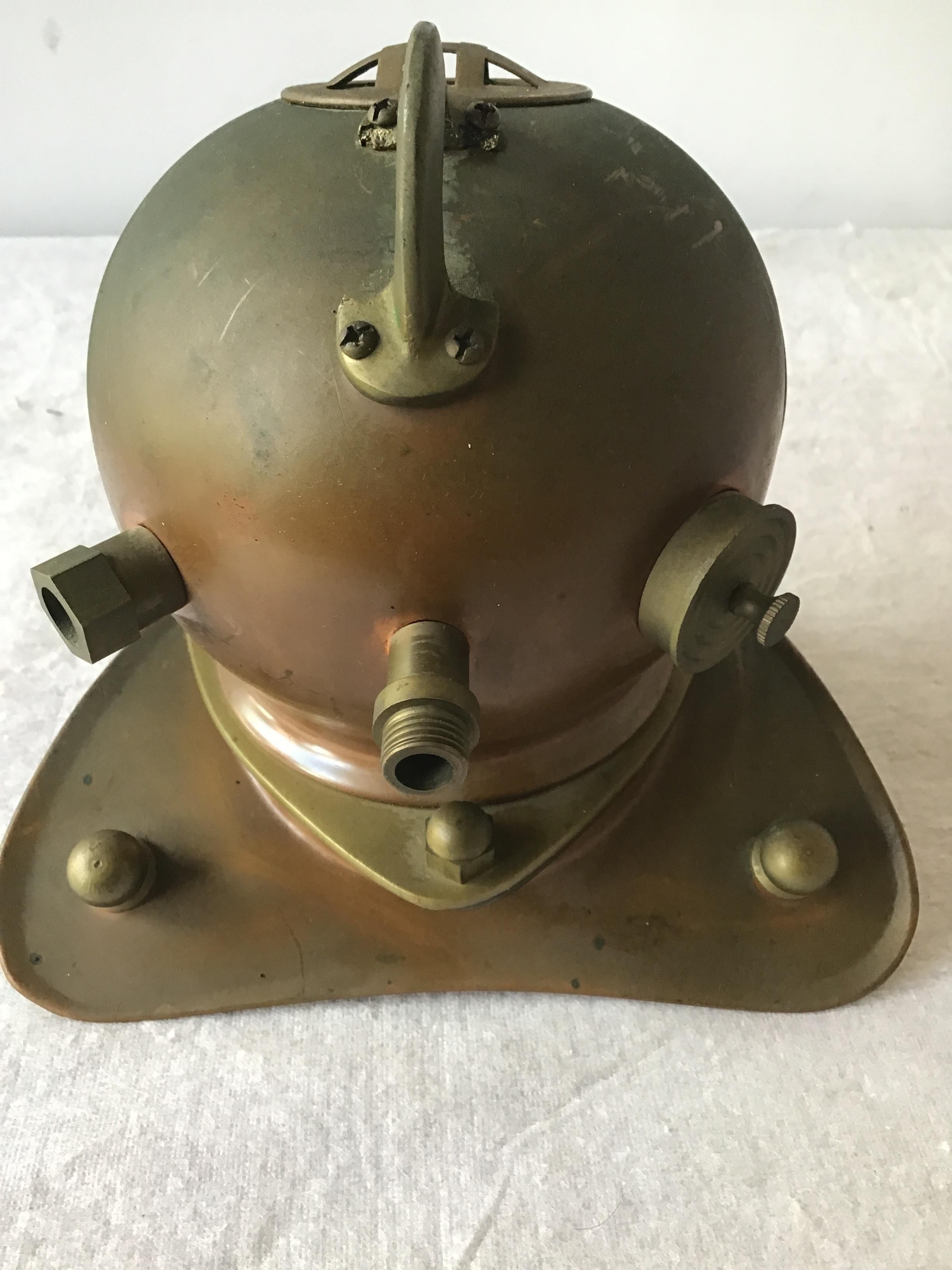 1960s Brass & Copper Scuba Diving Helmet Sculpture For Sale 1