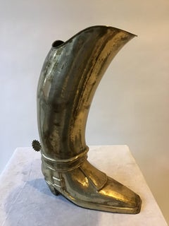 1960s Brass Cowboy Boot Umbrella Stand