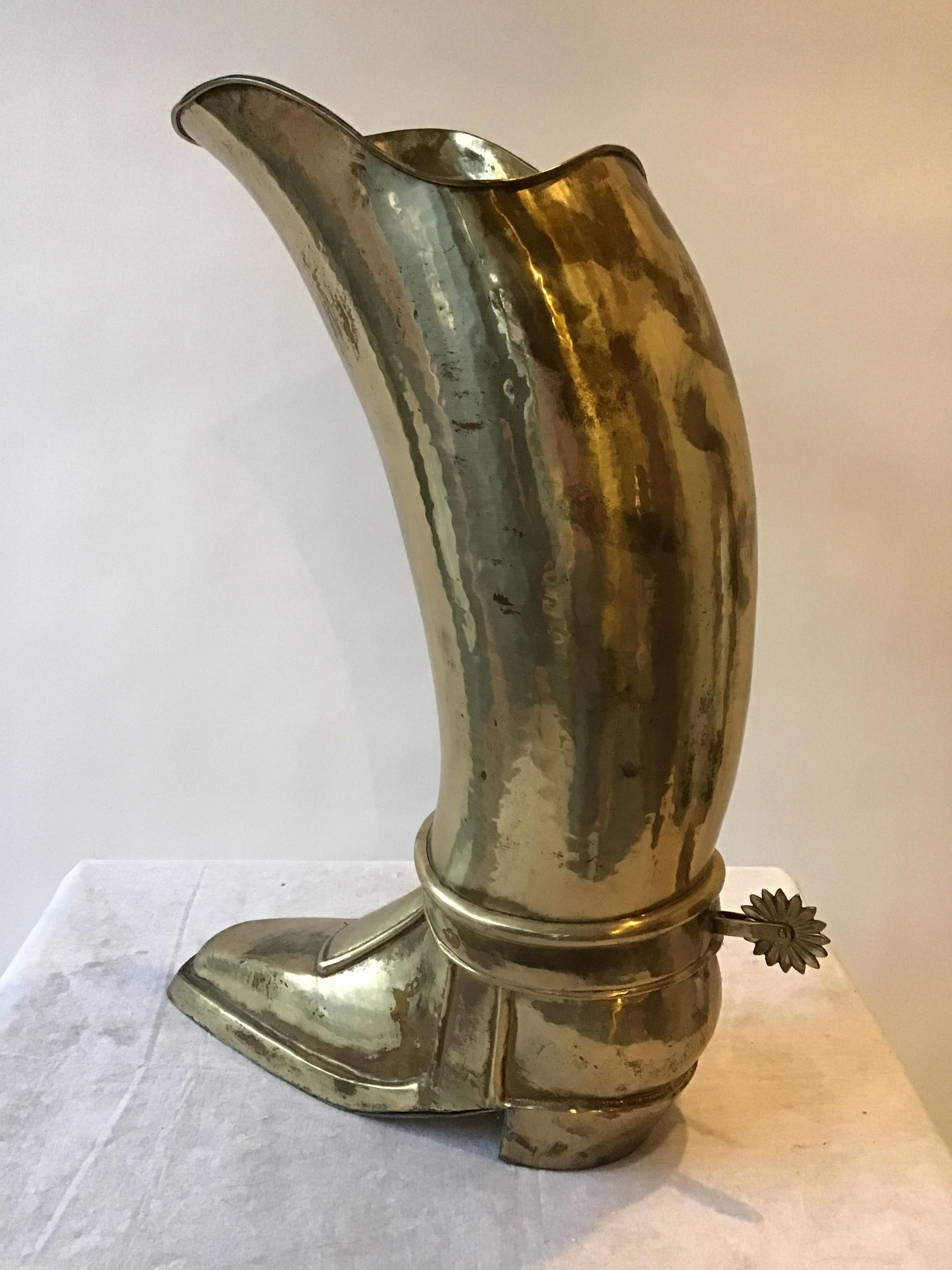 1960s Brass Cowboy Boot Umbrella Stand 1