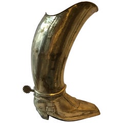 1960s Brass Cowboy Boot Umbrella Stand