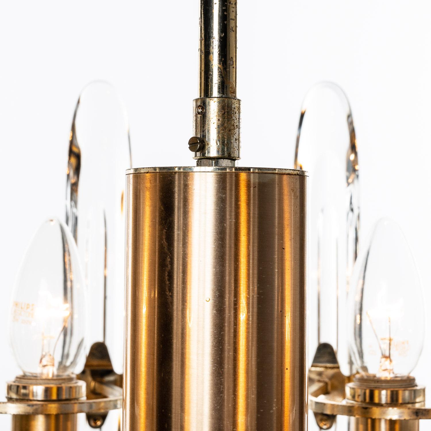 1960's Brass & Crystal Glass Chandelier by Gaetano Sciolari  For Sale 1