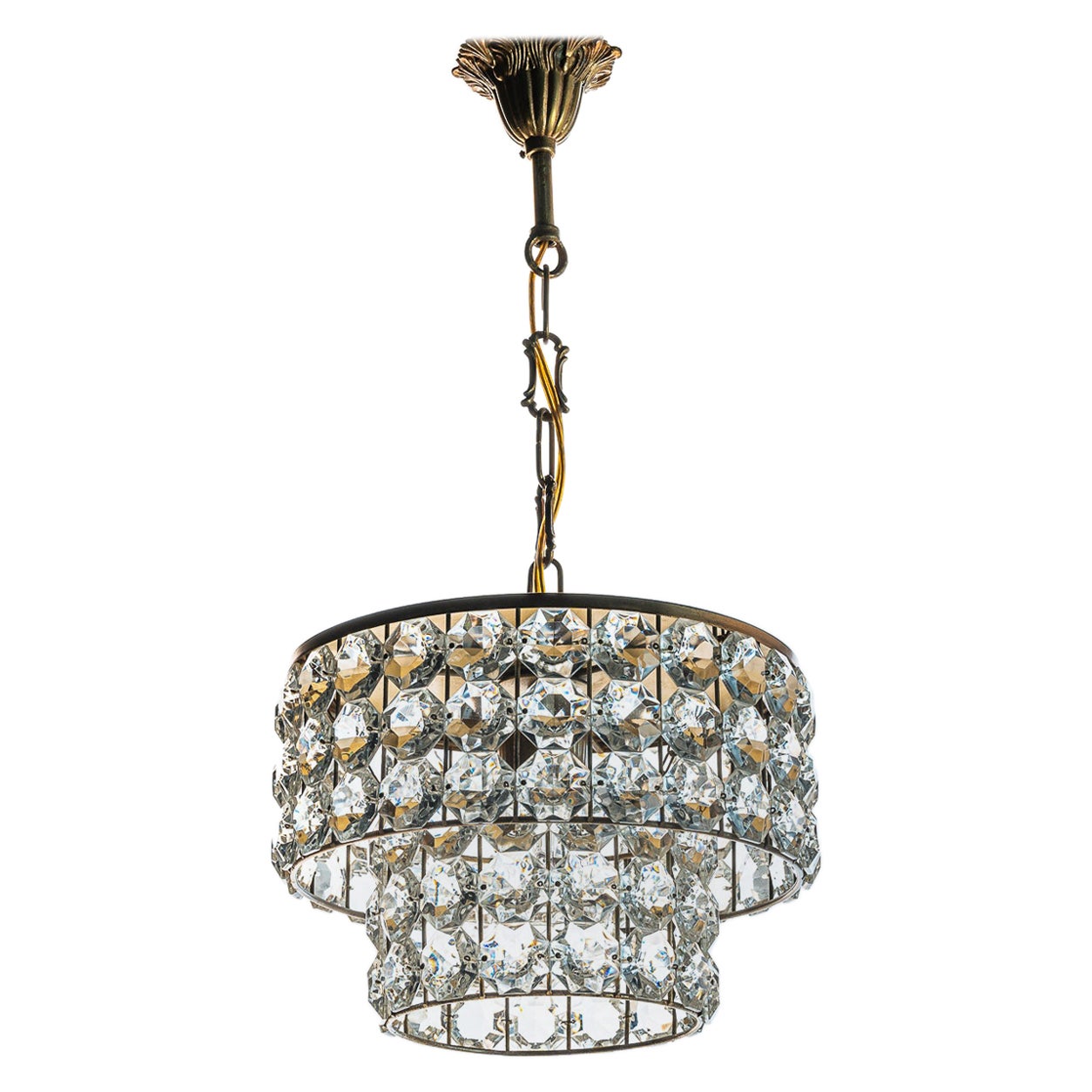 Colgante de latón y cristal de los años 60 de Bakalowits & Sons en venta