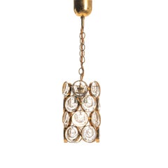 1960's Brass & Crystal Glass Pendant in Style of Palwa