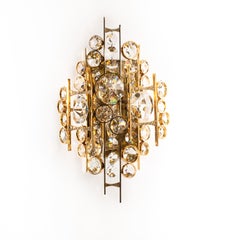 1960's Brass & Crystal Glass Pendant in Style of Palwa