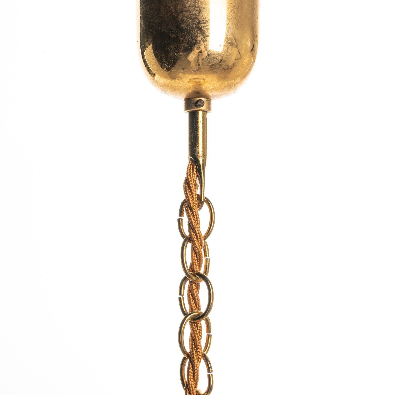 1960's Brass & Crystal Glass Pendant in Style of Palwa For Sale 1