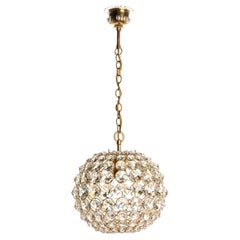 1960's Brass & Crystal Glass Pendant in Style of Palwa