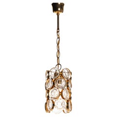 1960's Brass & Crystal Glass Pendant in Style of Palwa