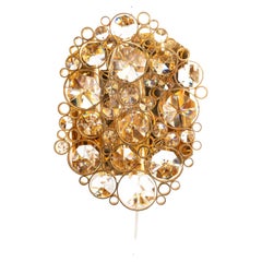 Vintage 1960's Brass & Crystal Glass Pendant in Style of Palwa