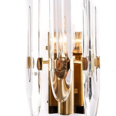 1960's Brass & Crystal Glass Sconces by Gaetano Sciolari