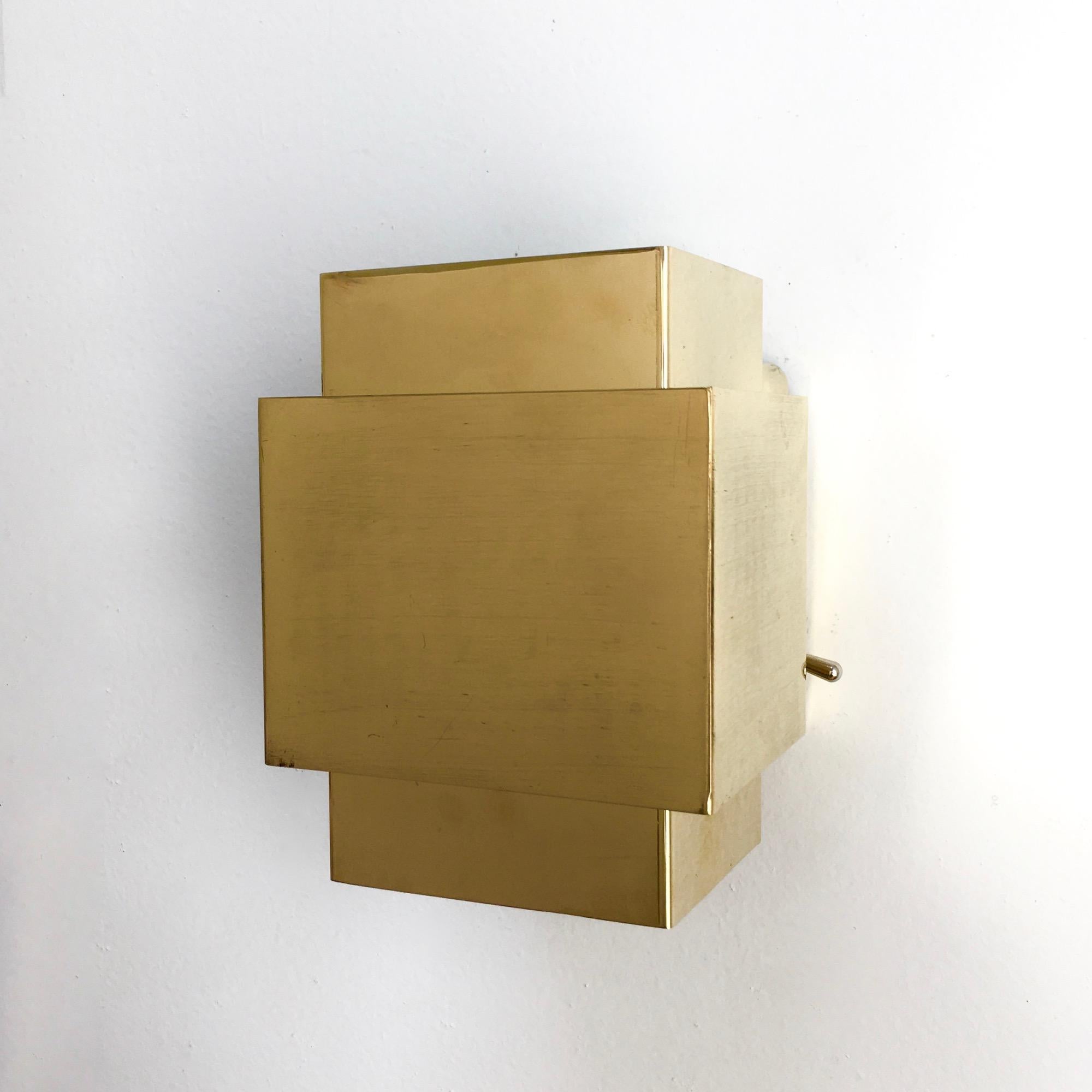 Mid-20th Century 1960s Brass Cubic Sconce