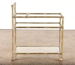 1960s Faux Bamboo and Brass Three-Tier Bar Cart