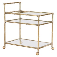 1960s Faux Bamboo and Brass Three-Tier Bar Cart