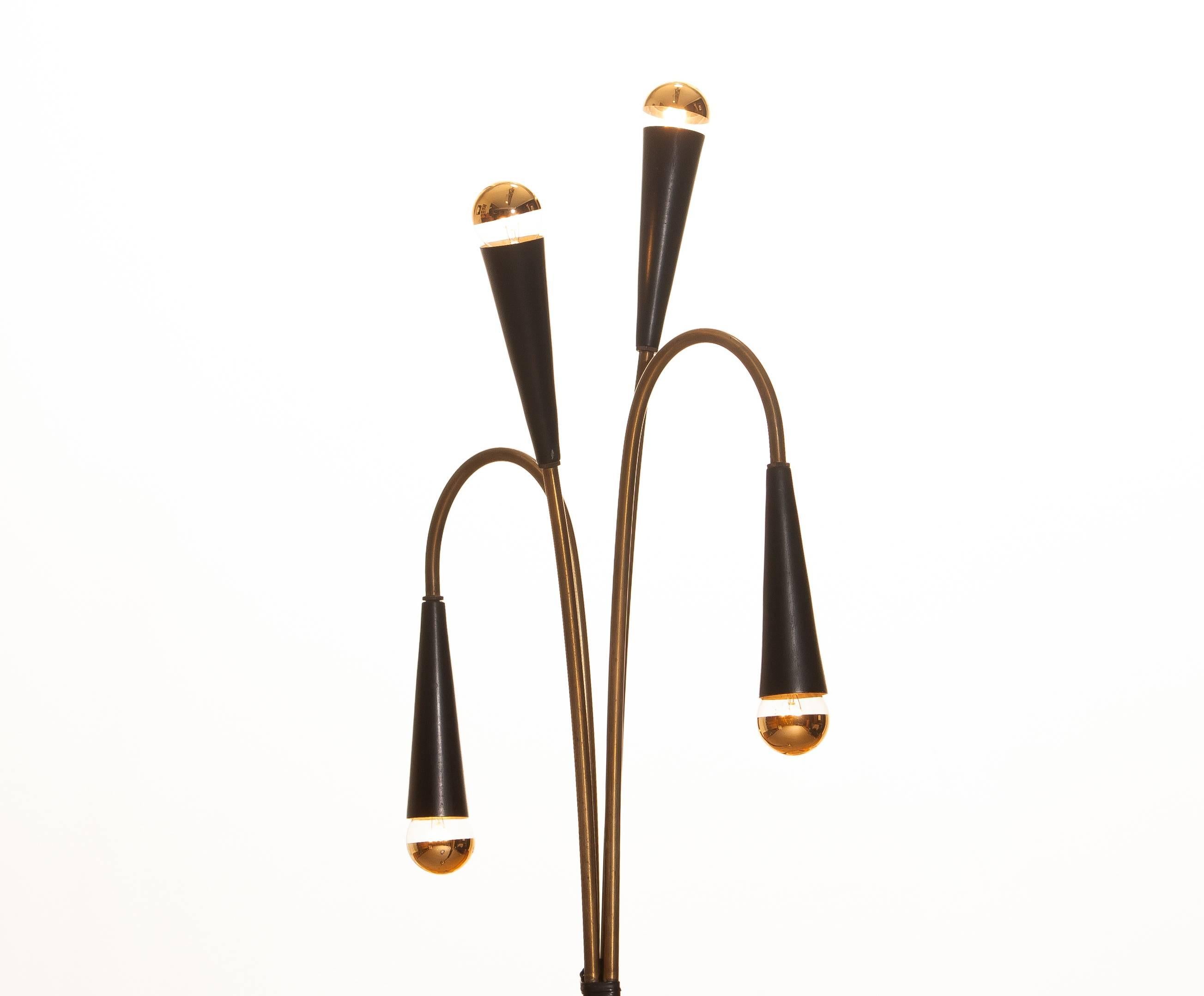 Italian 1960s Brass Floor Lamp by Oscar Torlasco for Lumi