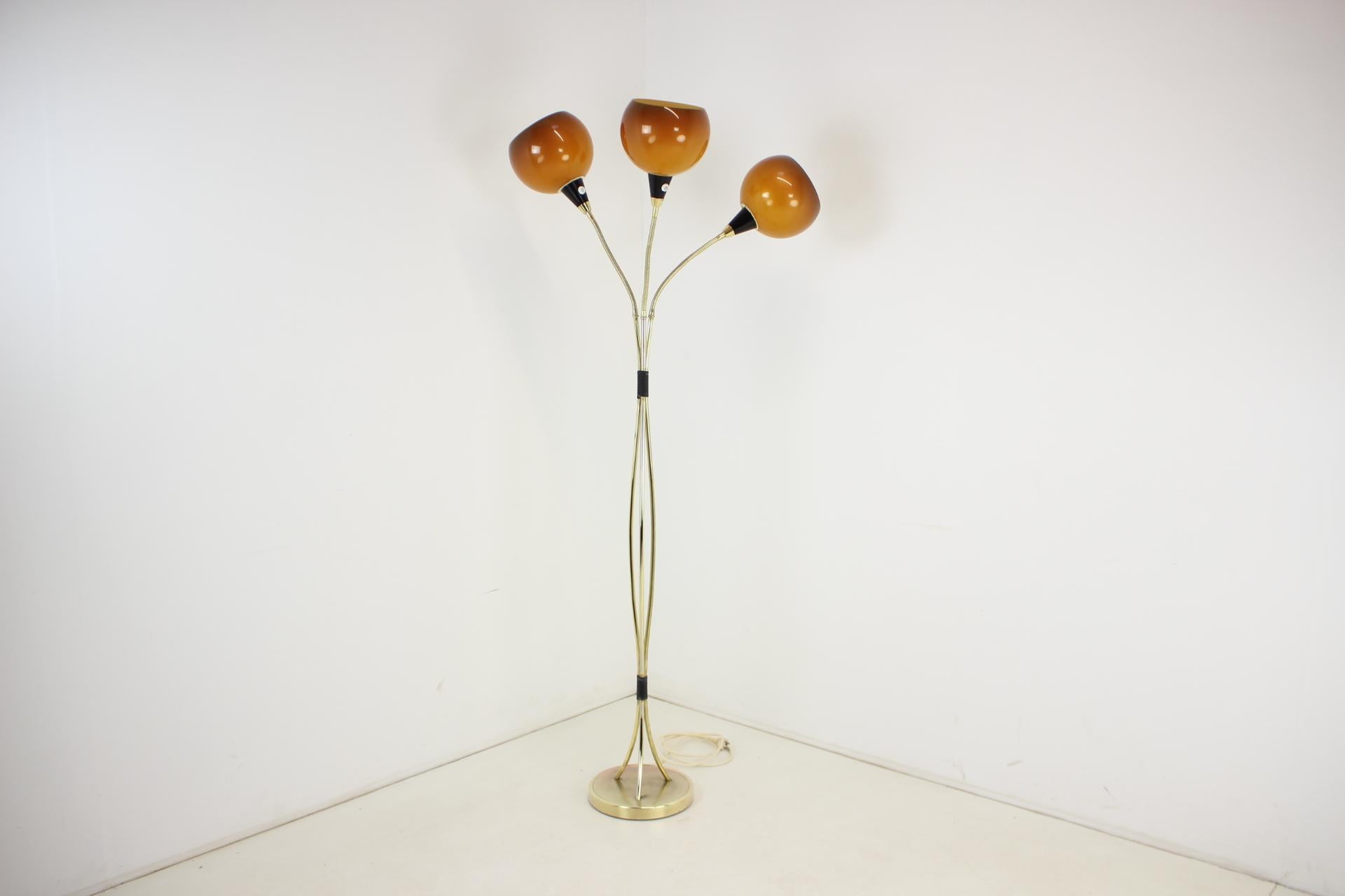 Mid-Century Modern 1960s Brass Floor Lamp, Czechoslovakia For Sale
