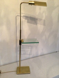 1960s Brass Floor Lamp with Glass Table