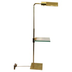 1960s Brass Floor Lamp with Glass Table