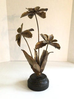 1960s Brass Flower Sculpture on Composition Base