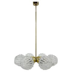 1960s Brass & Glass Chandelier by Kamenicky Senov, 2 Pieces Available