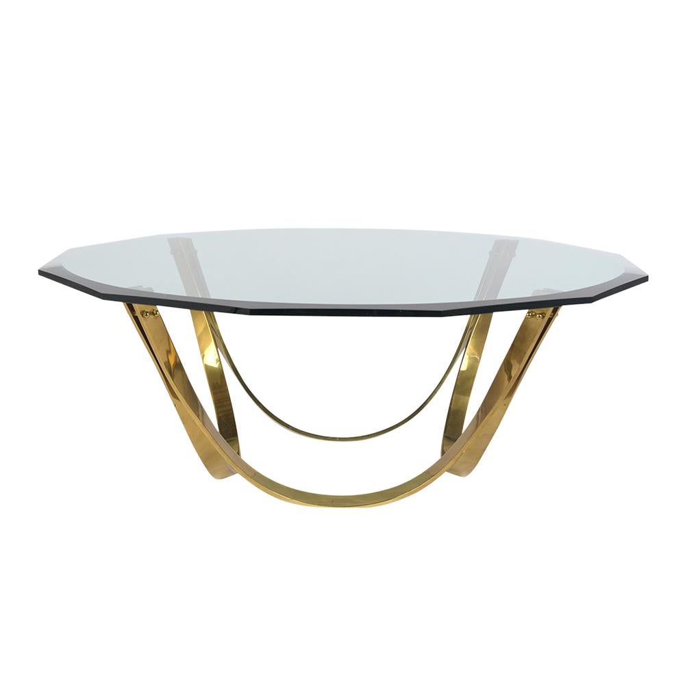 Mid-Century Modern 1960's Brass & Glass Coffee Table by Roger Sprunger Produced by Dunbar
