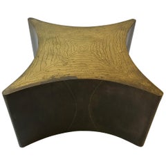 1960s Brass Indented Square Cocktail or Side Table