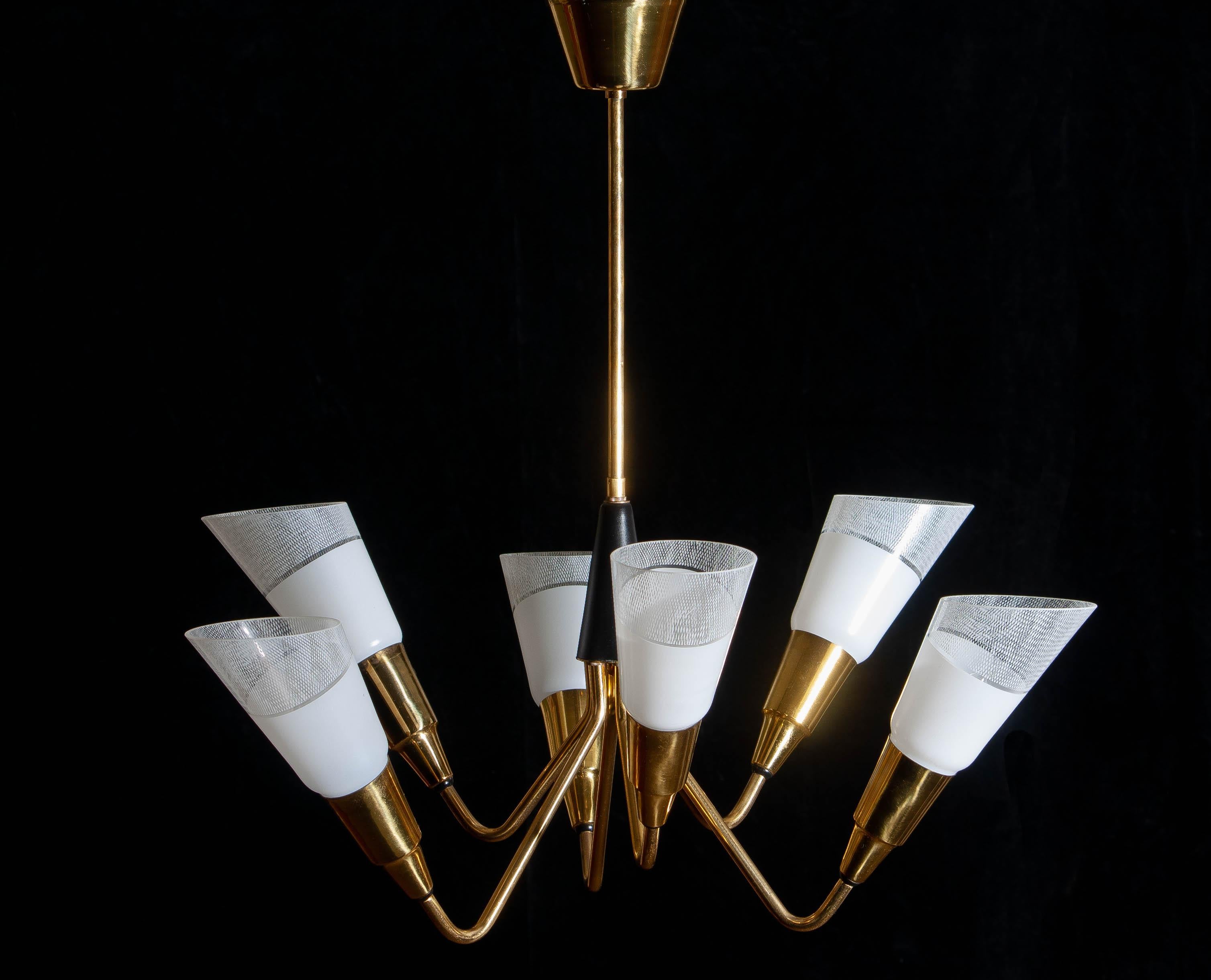 1960s, Brass Italian Modernist Sputnik Chandelier with Frosted Crystal 4