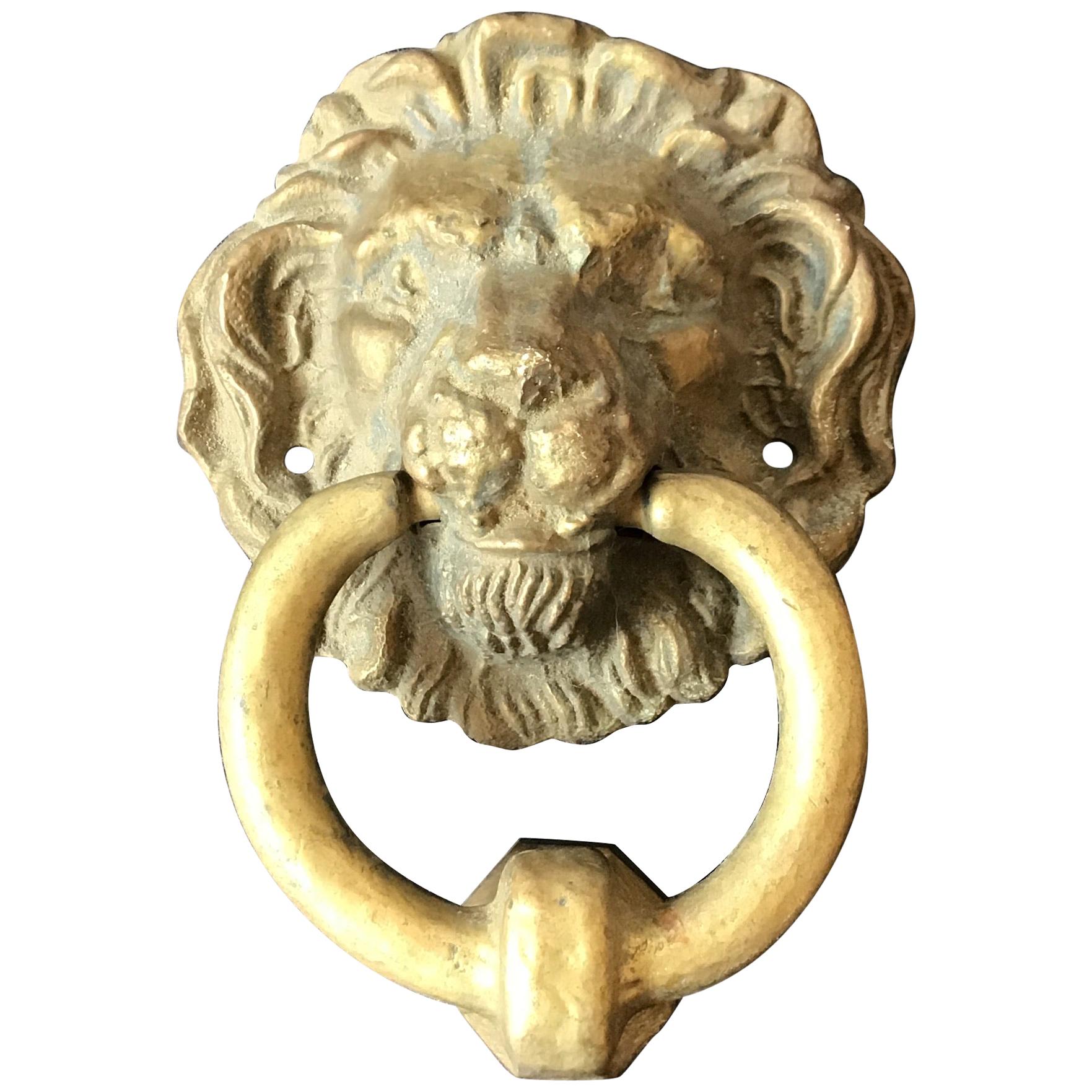 1960s Brass Lions Head Door Knocker