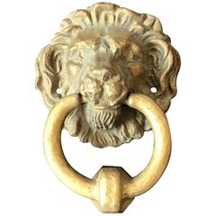 Vintage 1960s Brass Lions Head Door Knocker