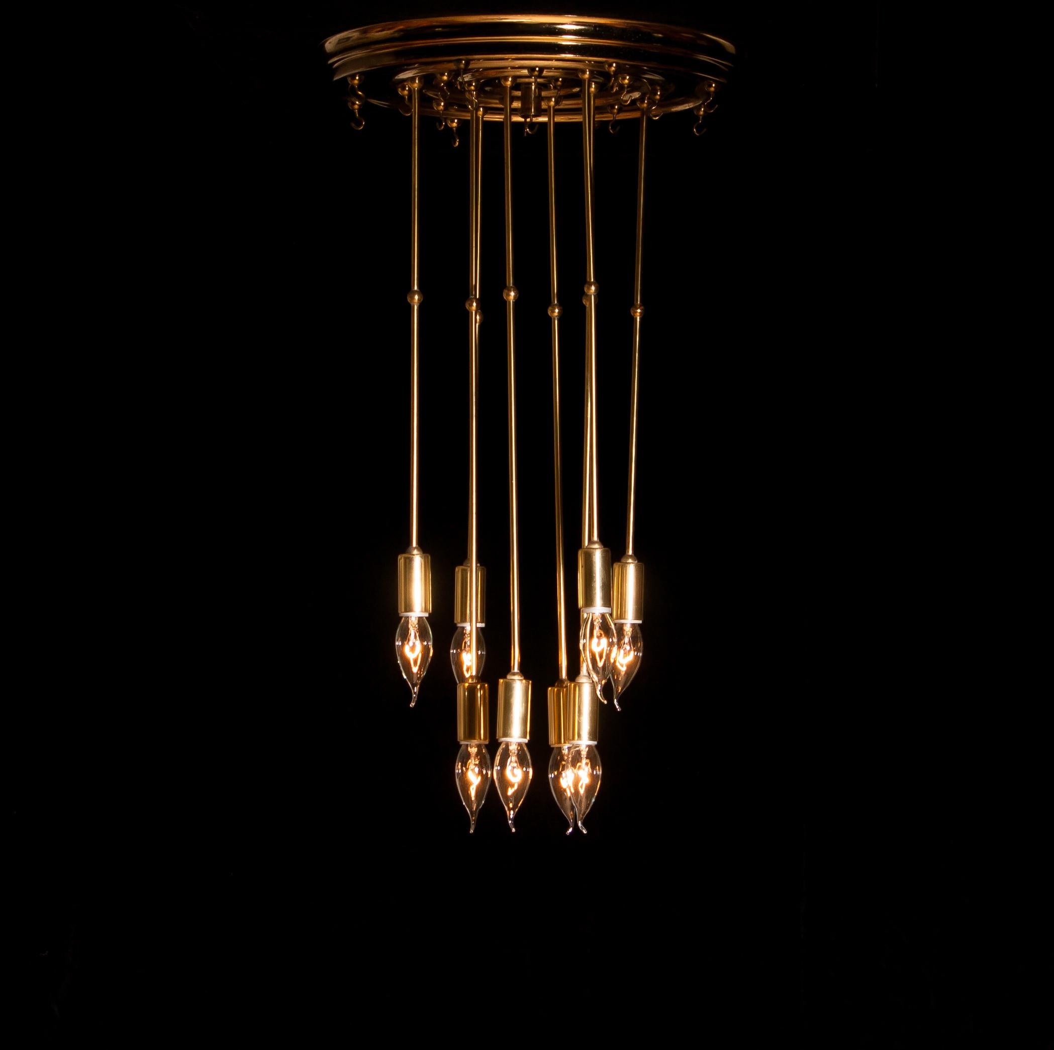 1960s, Brass, Metal and Fumé Glass Chandelier in the Manner of Verner Panton 10