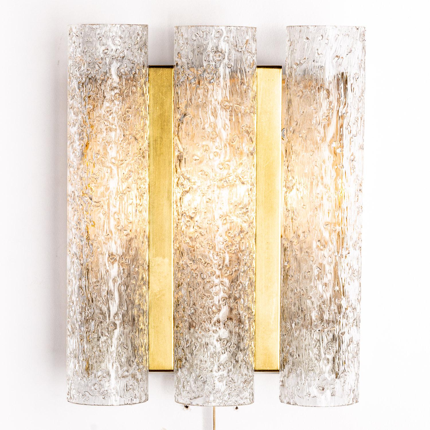 German 1960's Brass, Metal and Glass Tubes Sconces by Doria For Sale