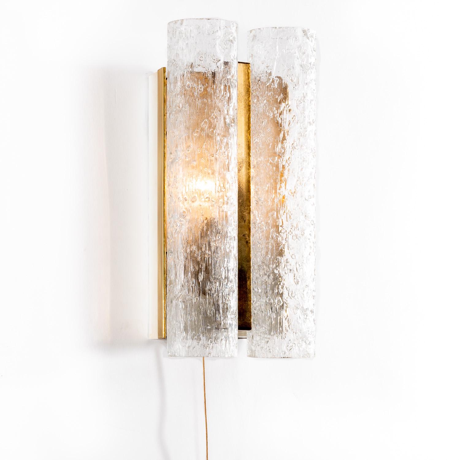 German 1960's Brass, Metal & Glass Tubes Sconces by Doria For Sale