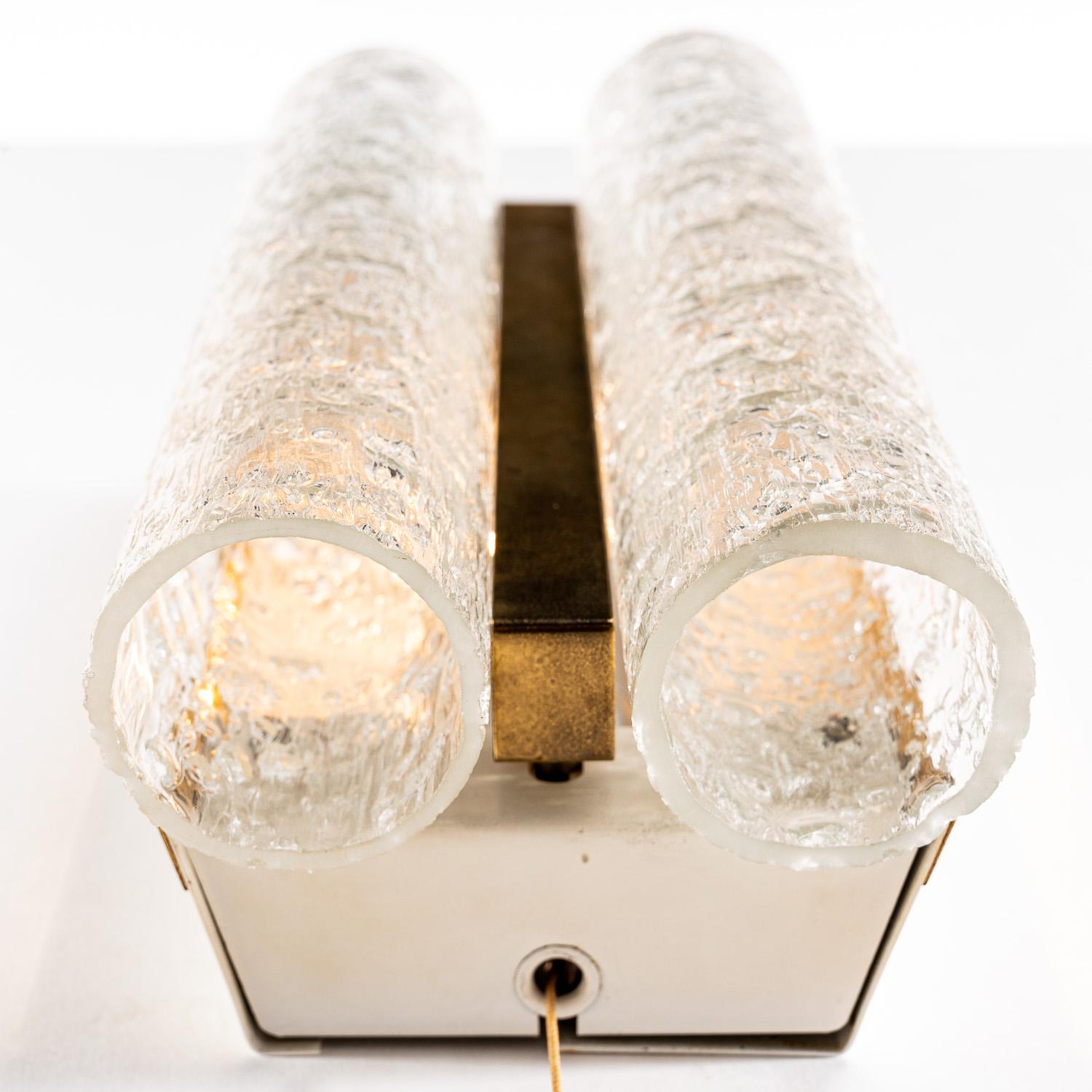 1960's Brass, Metal & Glass Tubes Sconces by Doria For Sale 3