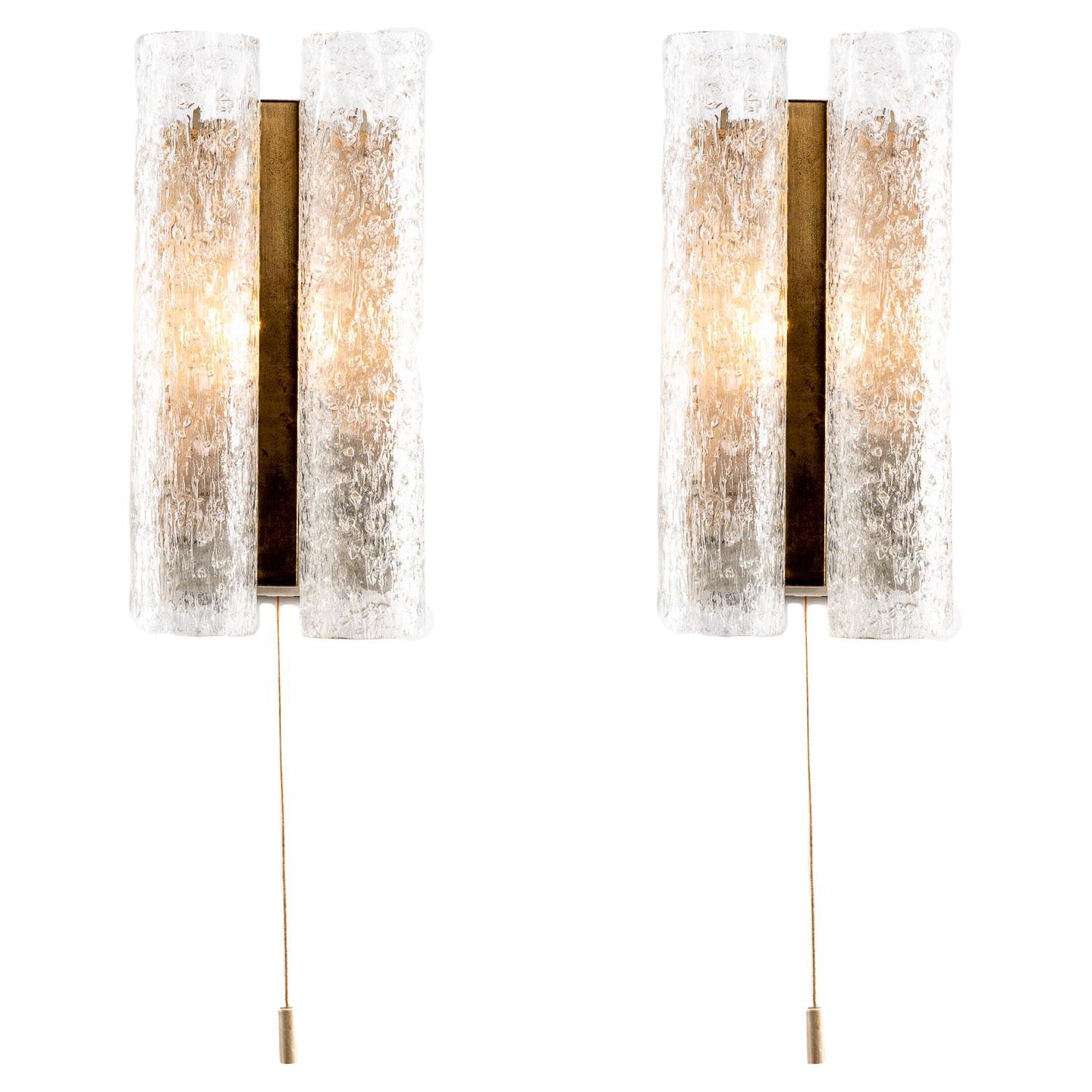 Tube Glass and Brass Doria Wall Sconce For Sale at 1stDibs