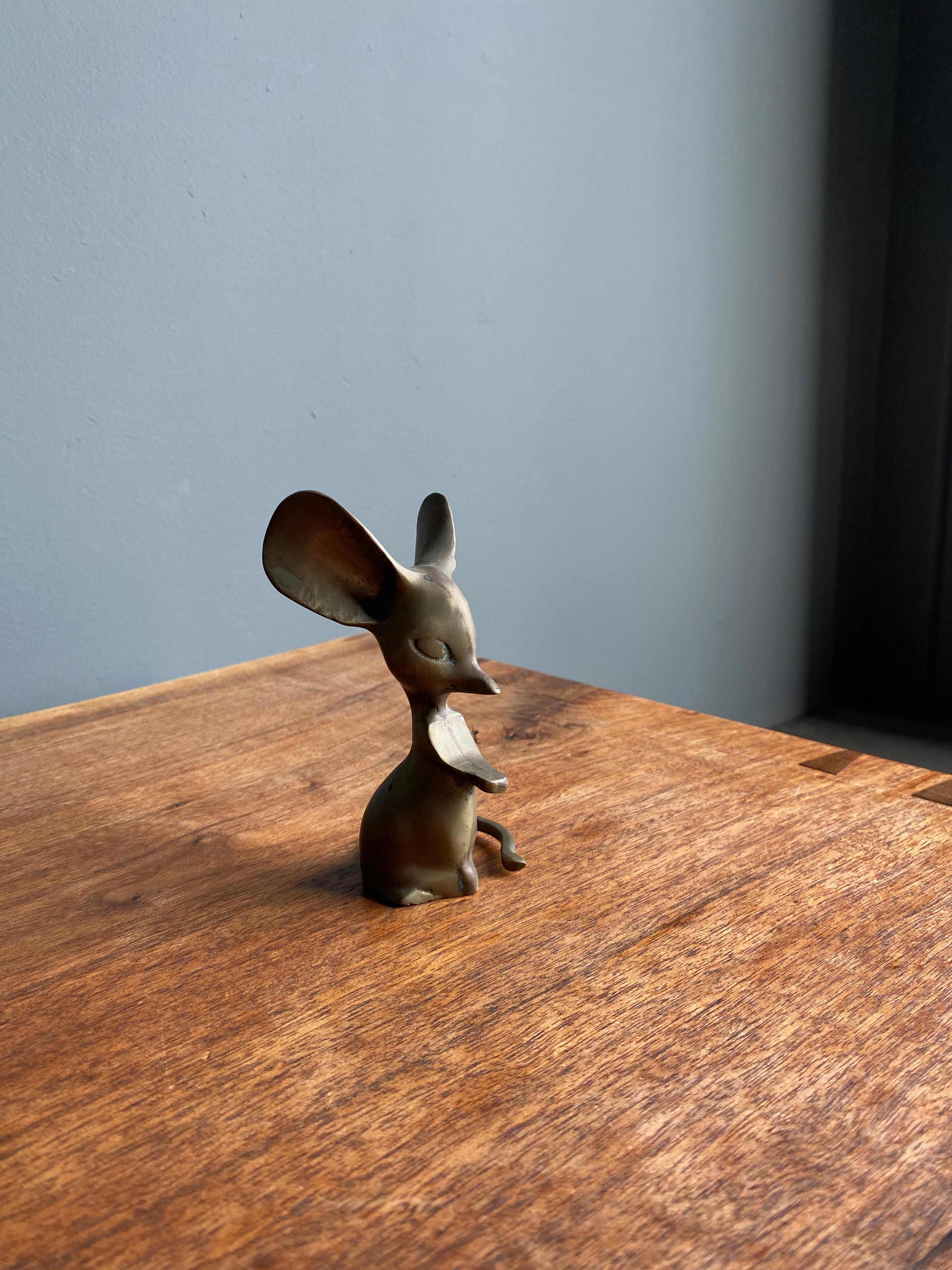 Mid-Century Modern 1960s Brass Mouse Figurine