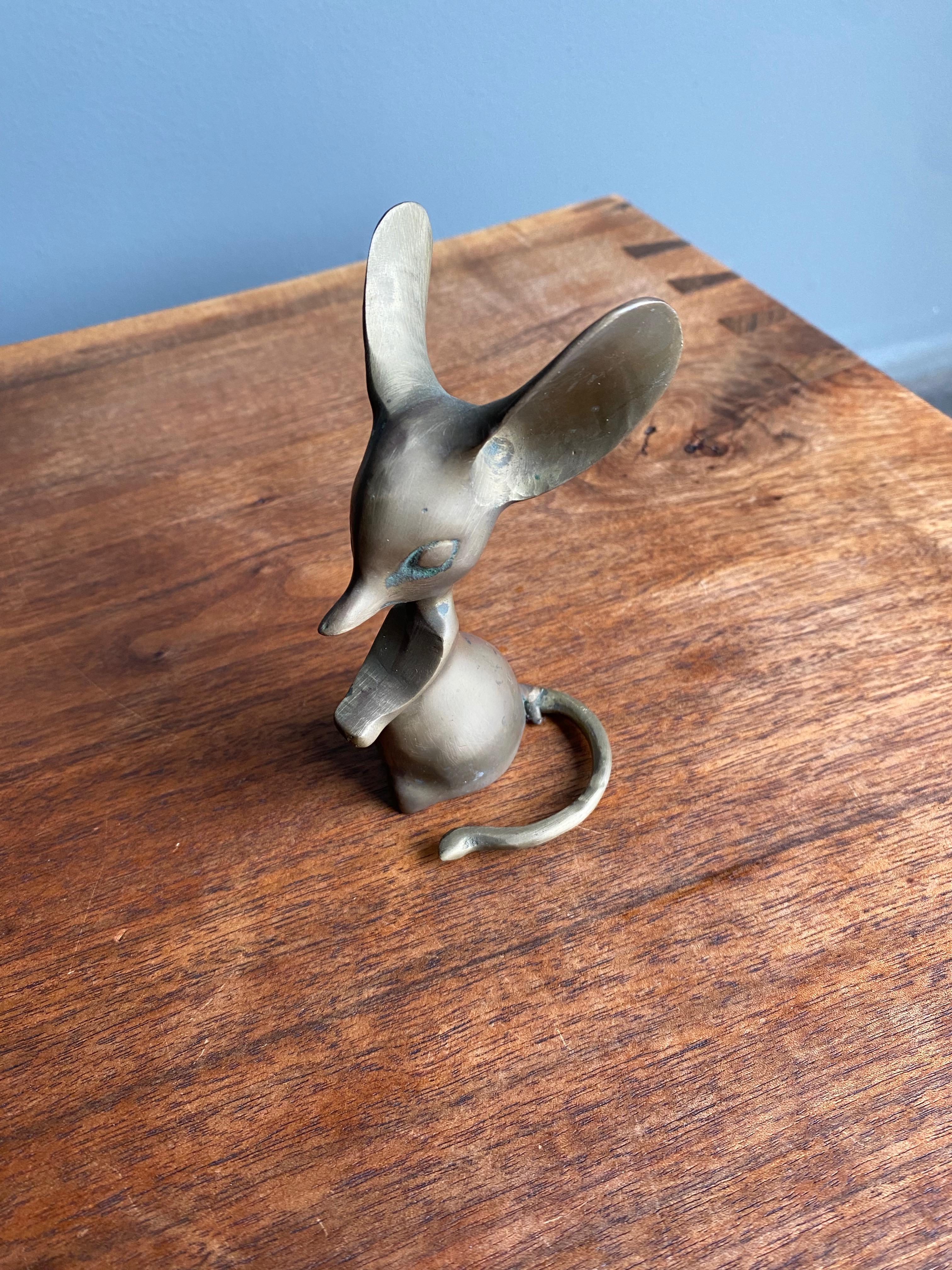 Unknown 1960s Brass Mouse Figurine