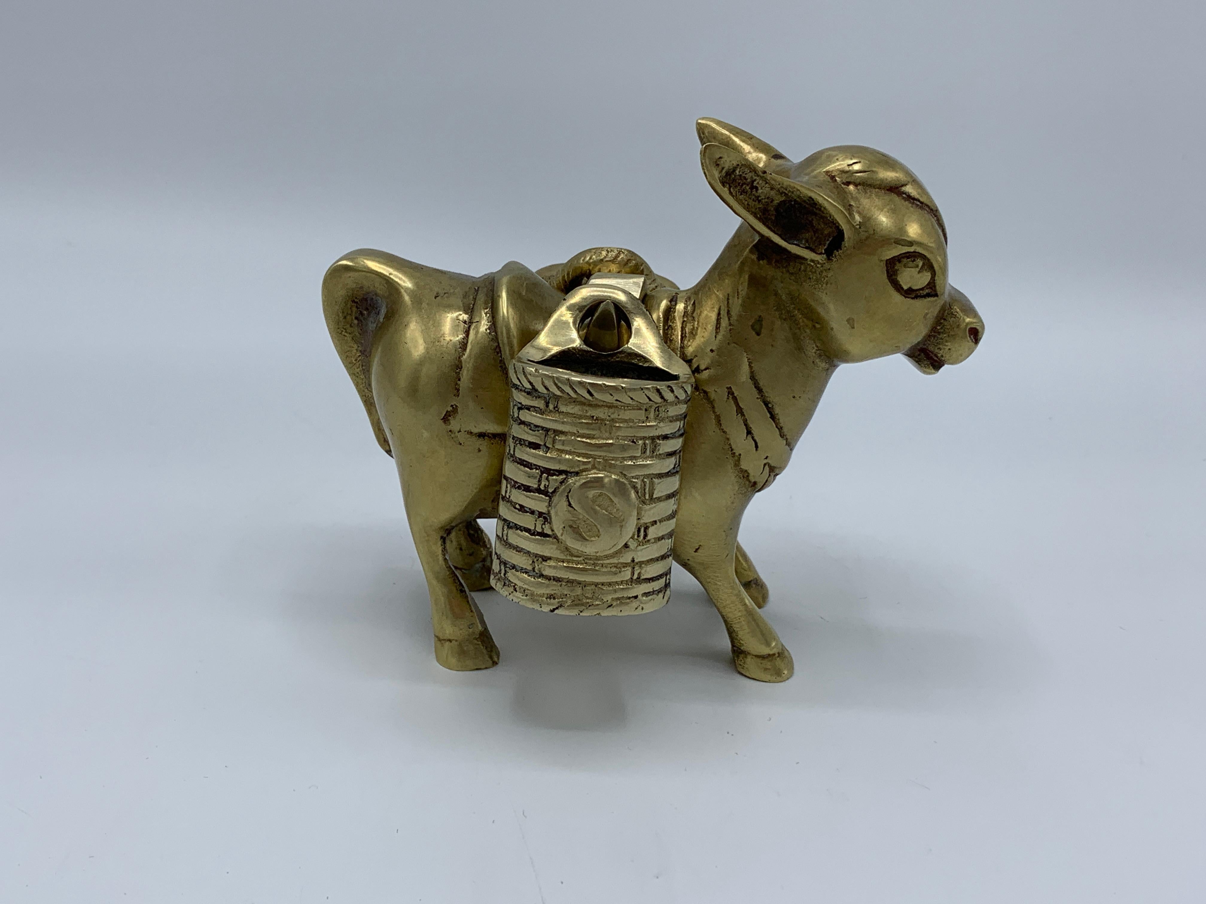 20th Century 1960s Brass Mule with Saddle Bag Salt and Pepper Shaker Set