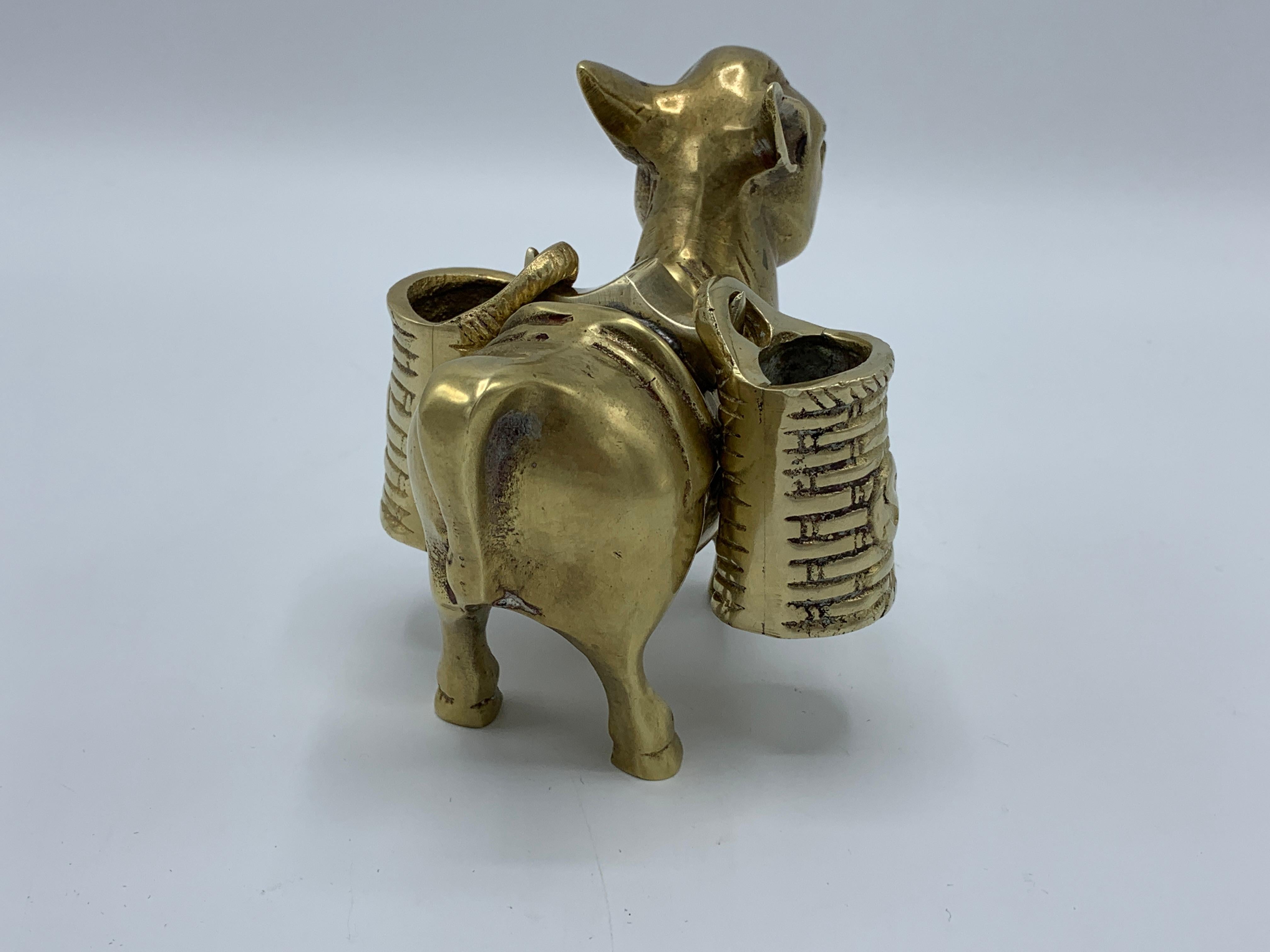 1960s Brass Mule with Saddle Bag Salt and Pepper Shaker Set 1