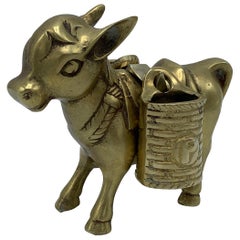 Vintage 1960s Brass Mule with Saddle Bag Salt and Pepper Shaker Set