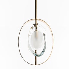 Pendentif en laiton et verre de Murano de Max Ingrand pour Fontana Arte, années 1960