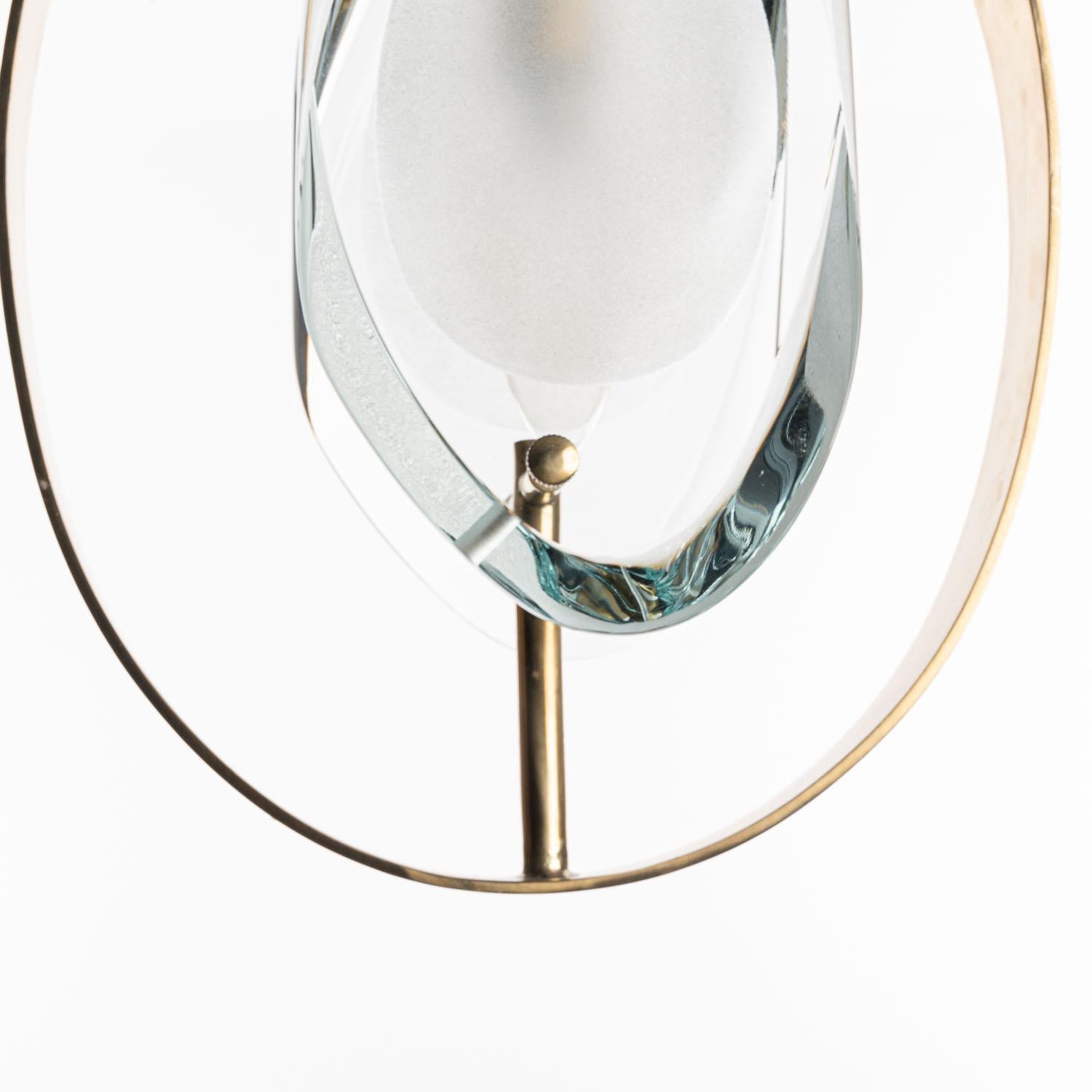 Italian 1960's Brass & Murano Glass Pendant by Max Ingrand for Fontana Arte For Sale