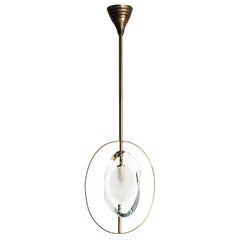 1960's Brass & Murano Glass Pendant by Max Ingrand for Fontana Arte
